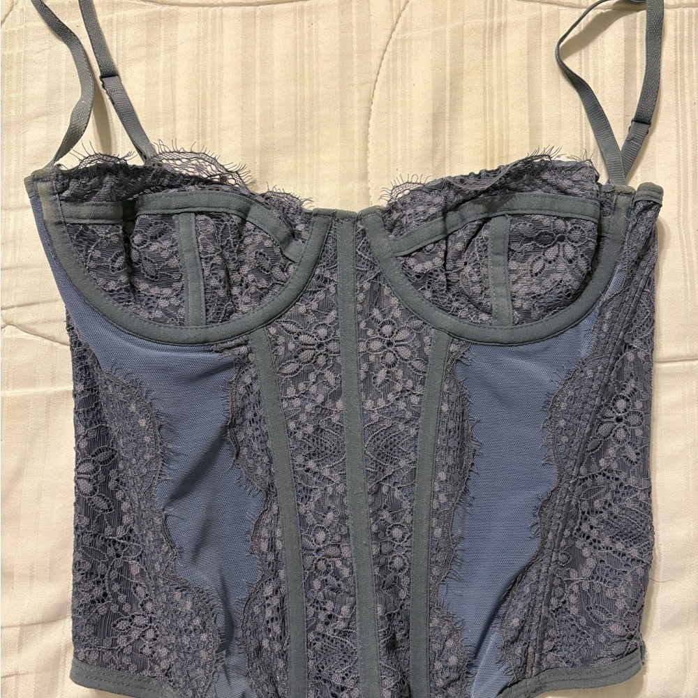 Urban Outfitters Lace Bustier in Blue and Gray